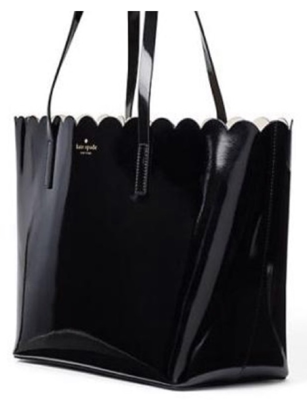 Kate Spade Lilly Avenue Carrigan Tote (Black Scalloped Patent)